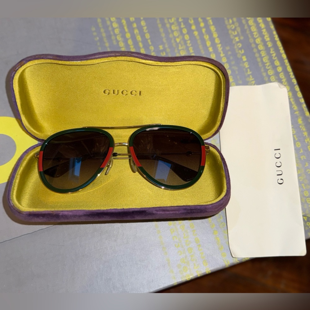 Gucci Sunglasses with Green and Red Accents